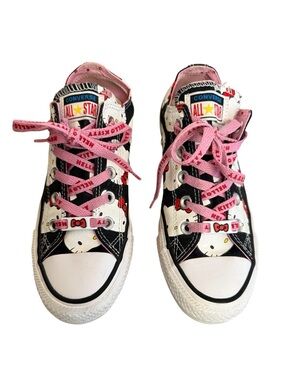 Limited Converse Chuck Taylor All Star OX x Hello Kitty Black PINK Women's 6